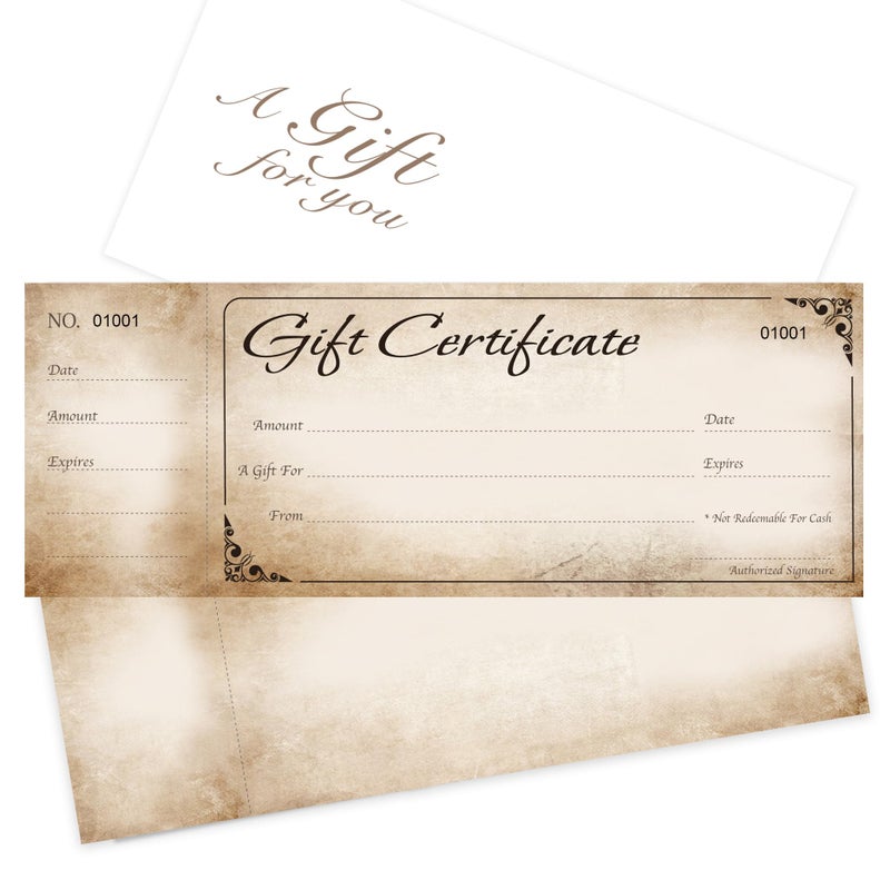 IMPACTONLINEPRINTING Blank Gift Certificates Cards with Free Envelopes 25 set with Stub - Rustic Image - Gift Certificates for Small Business - Image 1